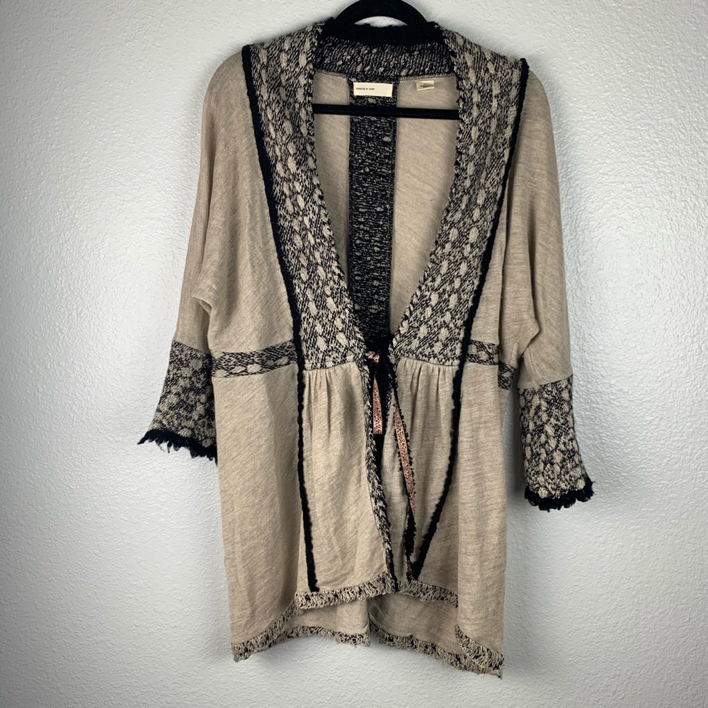 Anthropologie Semolina Tie Front Cardigan